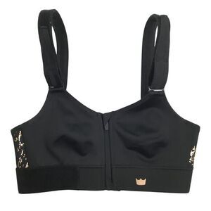 SHEFIT Black Sports Bra with Gold Accents
